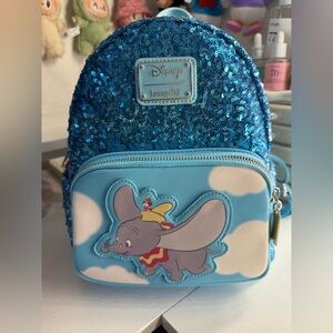 Loungefly Disney Dumbo Sequin Kids Backpack - Blue and White